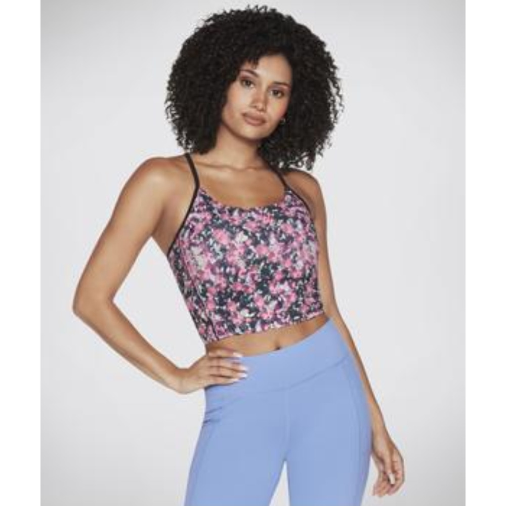 Skechers Women Fantasy Fields Longline Sports Bra Floral Size 2XL